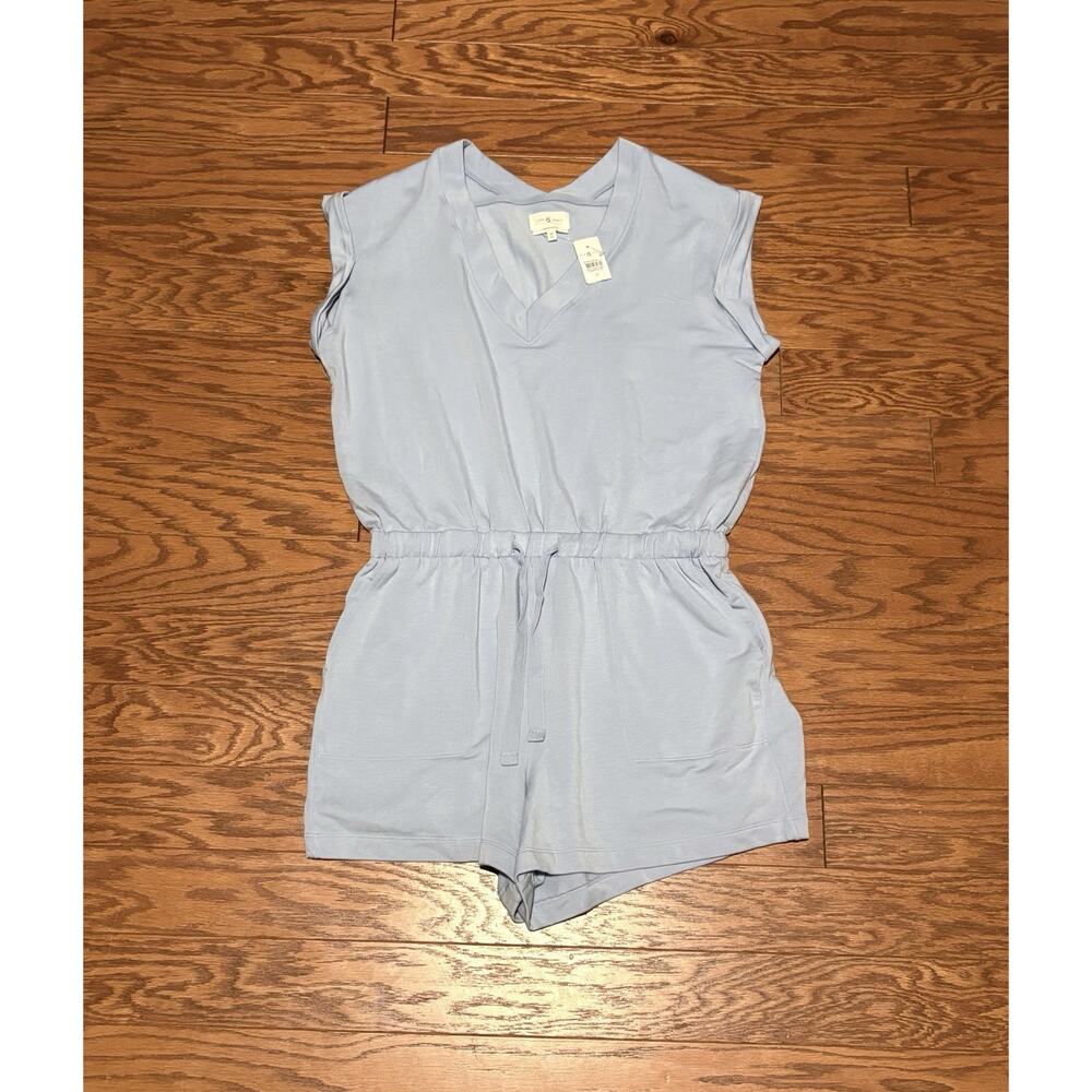 Lou & Grey Women's Light Blue Signature Soft V-Neck Romper, Size Medium